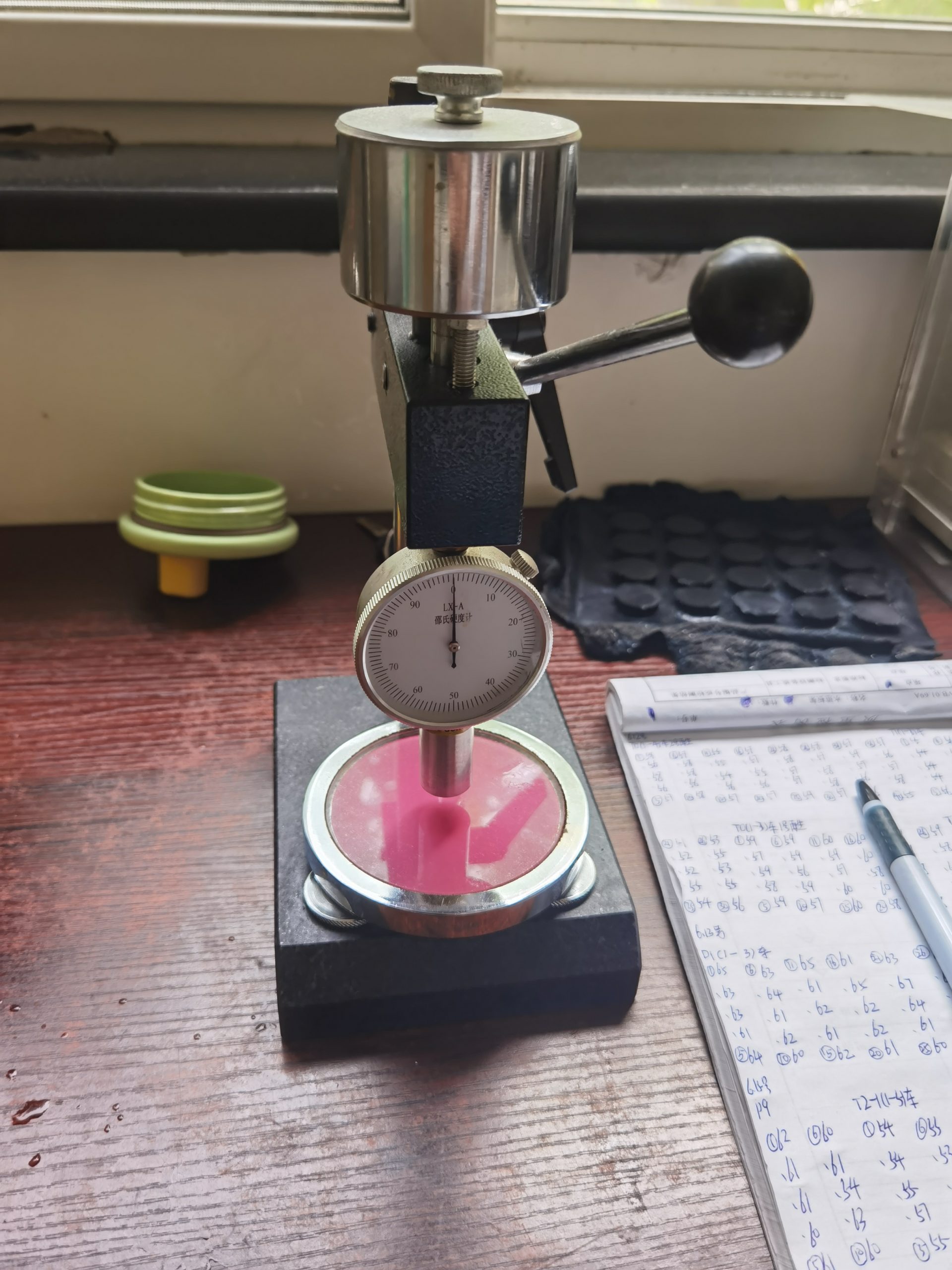 Rubber hardness testing